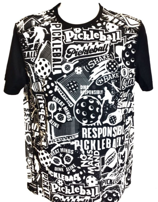 Elite Performance by "Headsweats" Men's" Black & White-Front & Back Print" Short Sleeve