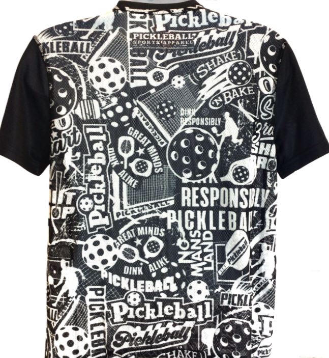 Elite Performance by "Headsweats" Men's" Black & White-Front & Back Print" Short Sleeve