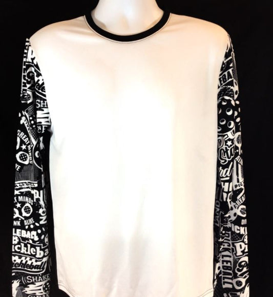 Elite Performance by "Headsweats" Men's "White Front & Black Back with Printed Sleeves " Long Sleeves