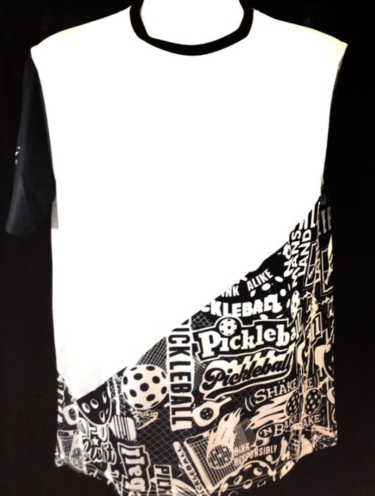 Elite Performance by "Headsweats" Men's" Black & White-Front & Back Print" Short Sleeve