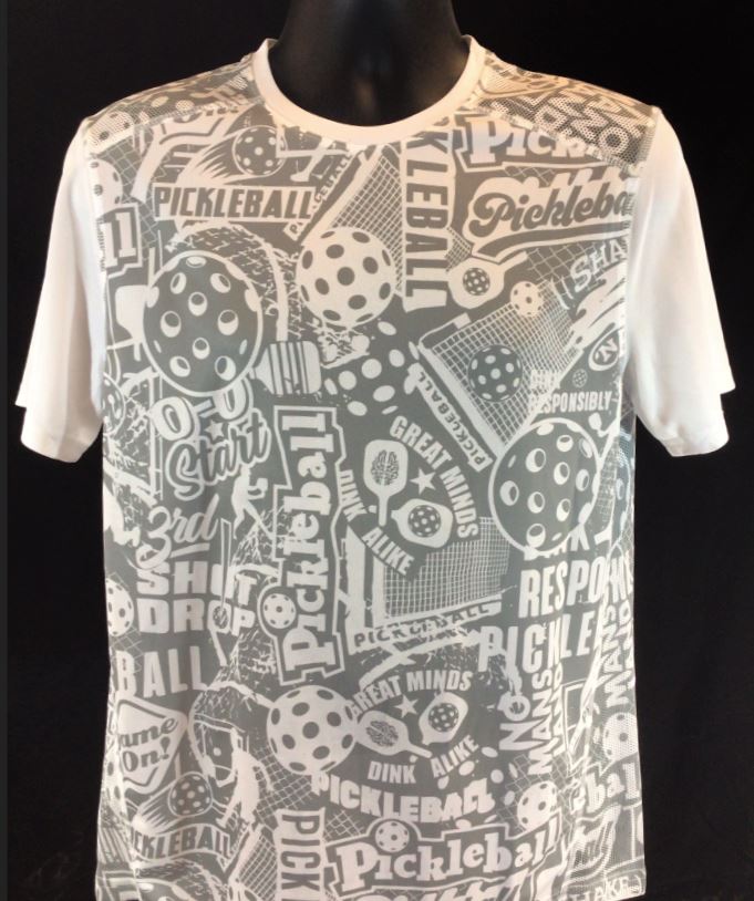 Elite Performance by "Headsweats" Men's "Grey & White with Front and Back Print" Short Sleeve