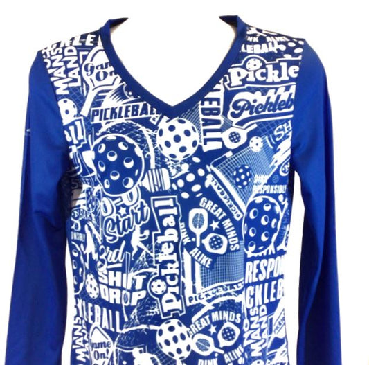 Elite Performance by "Headsweats"   Women's "Royal Blue Front Print" Long Sleeve