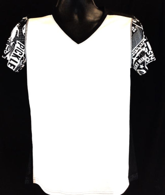 Elite Performance by "Headsweats"  Women's " White Front & Black Back with Printed Sleeve" Short Sleeve