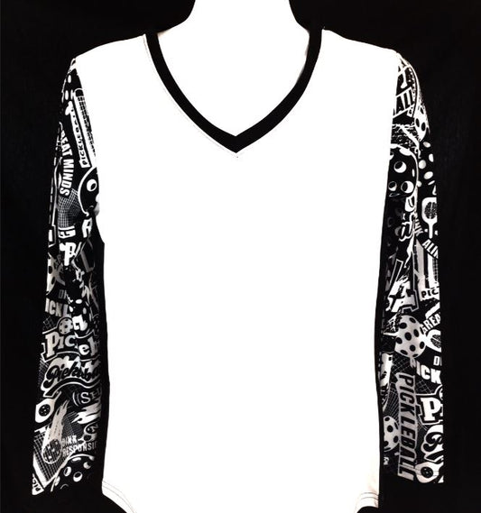 Elite Performance by "Headsweats" Women's "White Front & Black Back with Printed Long Sleeve"