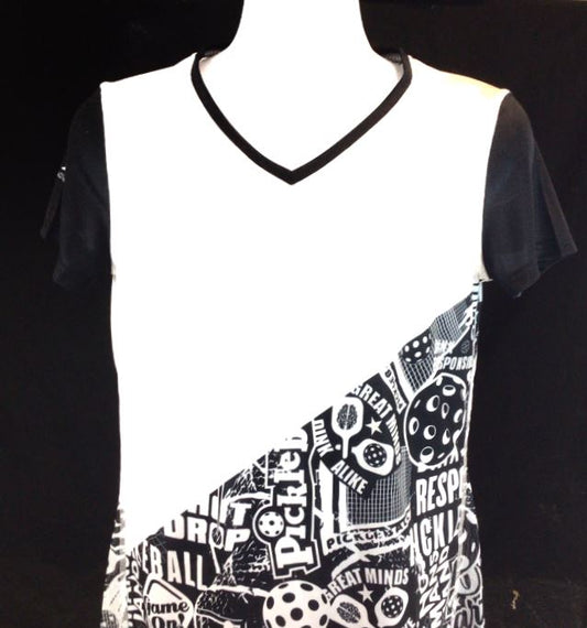 Elite Performance by "Headsweats" Women's "Black & White Diagonal Print" Short Sleeve