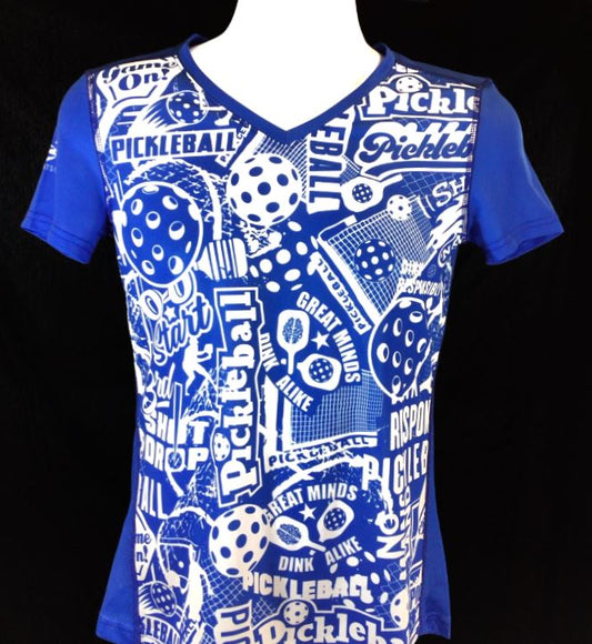 Elite Performance by "Headsweats"  Women's "Royal Blue Front Print" Short Sleeve