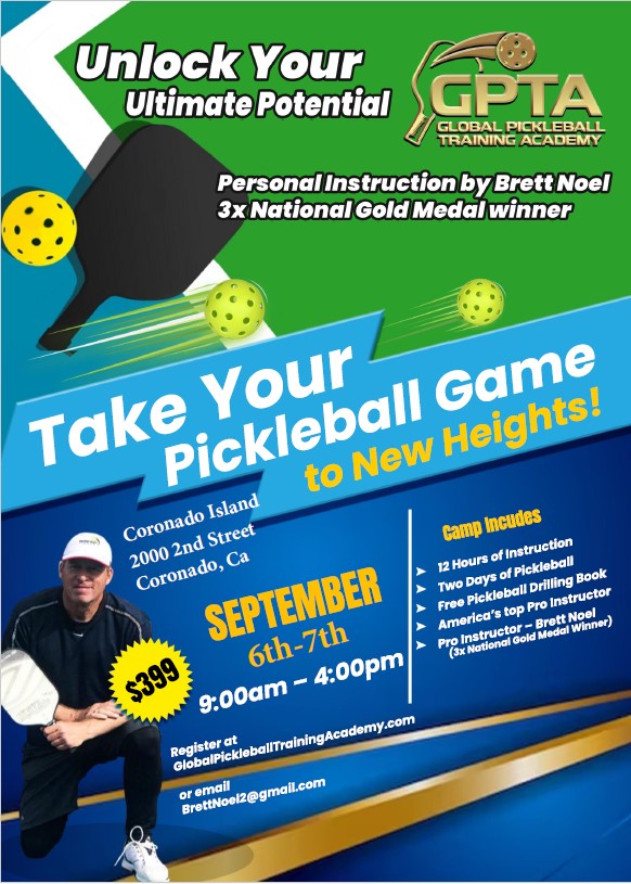 Pickleball Clinic September 21st-22nd Coronado California